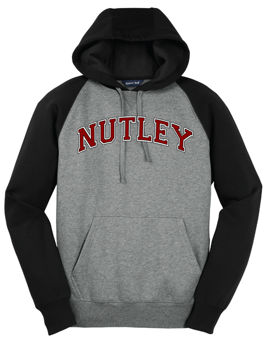 Nutley Arc Logo Raglan Colorblock Pullover Hooded Sweatshirt - Black