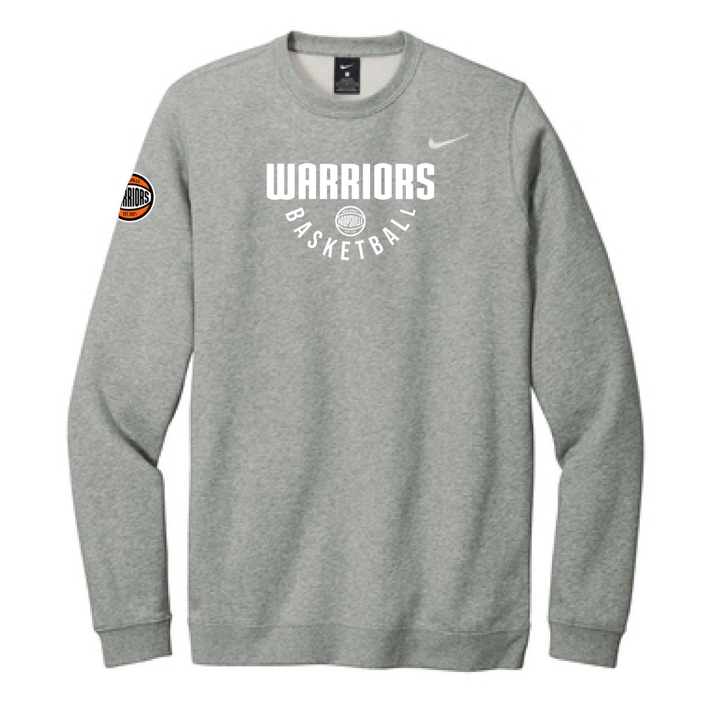 Warriors Basketball Nike Club Fleece Crew - Grey Heather