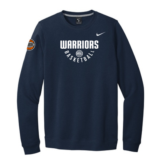 Warriors Basketball Nike Club Fleece Crew - Midnight Navy