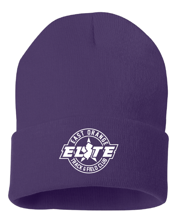 East Orange Track Embroidered Beanie - Purple