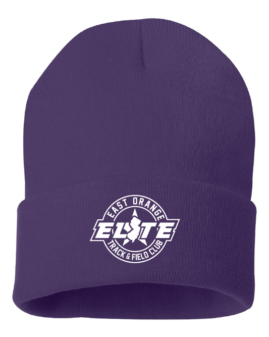 East Orange Track Embroidered Beanie - Purple