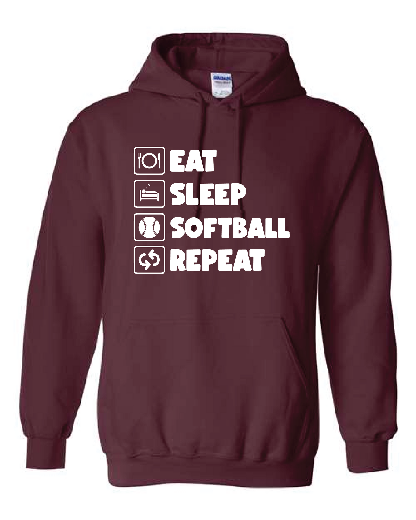 Nutley Softball Sleep Hooded Sweatshirt Maroon