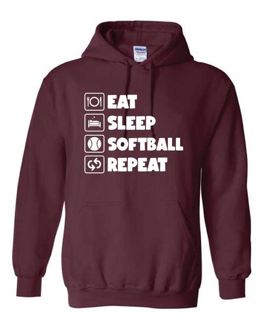 Nutley Softball Sleep Hooded Sweatshirt Maroon