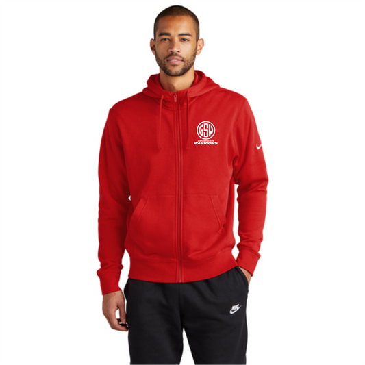 Nike Club Fleece Sleeve Swoosh Full-Zip Hoodie Red - GSW Winter 2023 WARRIORS