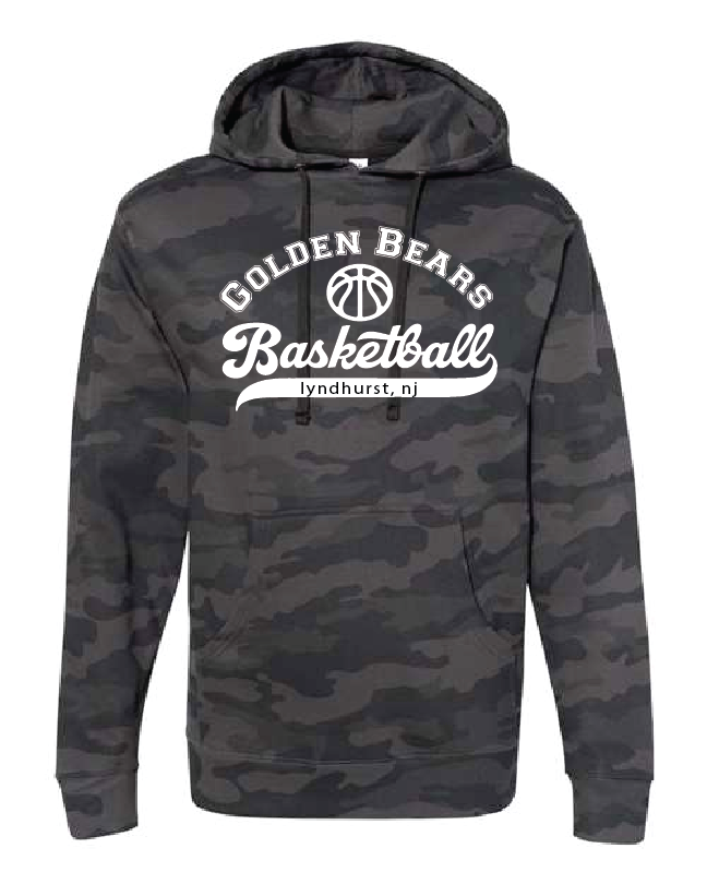 Lyndhurst Basketball Script CAMO INDEPENDENT TRADING HOODIE - Black Camo