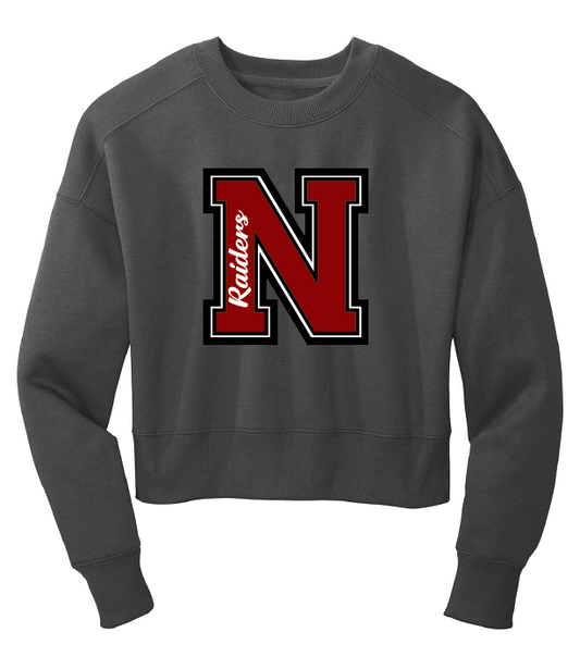 JHWMS Varsity N Fleece Cropped Crew - Charcoal