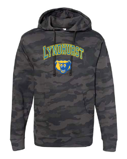 Lyndhurst Basketball Arc Logo CAMO INDEPENDENT TRADING HOODIE - Black Camo