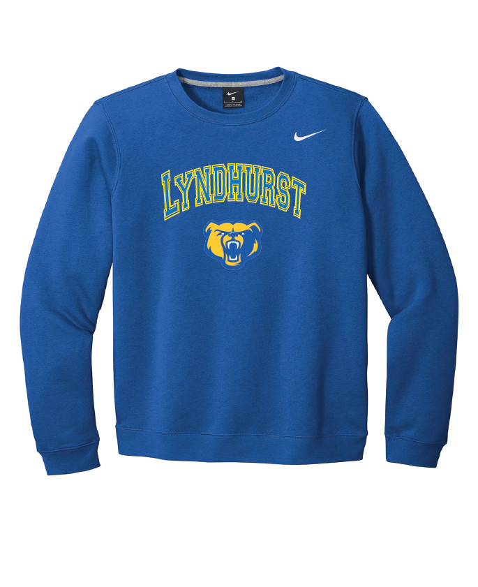 Lyndhurst Basketball Arc Logo Nike Club Fleece Crew - Royal