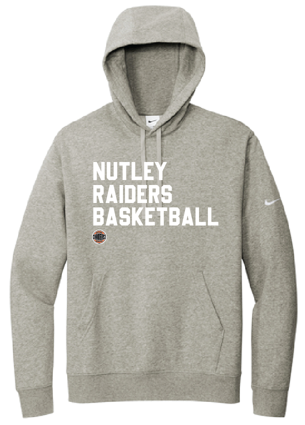 Nutley Raiders Basketball Nike Club Fleece Hooded Sweatshirt - Grey