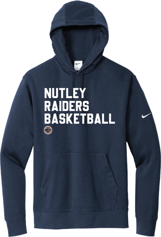 Nutley Raiders Basketball Nike Club Fleece Hooded Sweatshirt - Navy