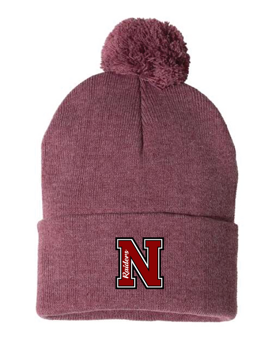 Nutley Embroidered Beanie - Heather Cardinal