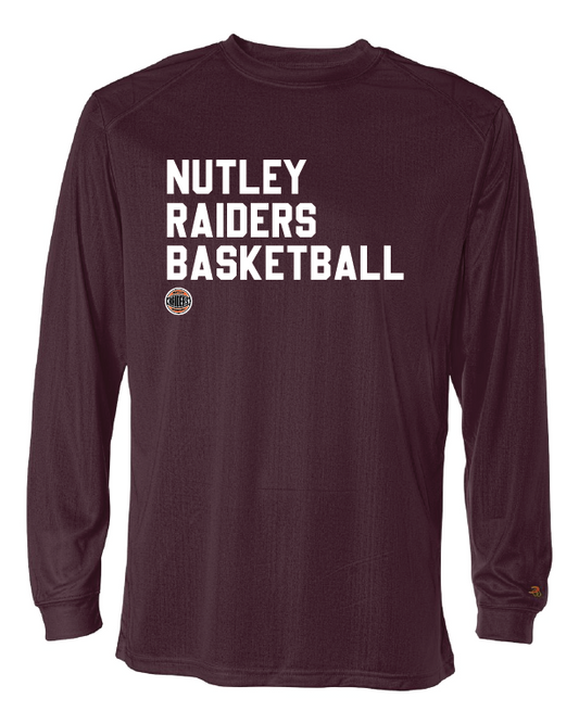 Nutley Basketball L/S Performance TEE - Maroon