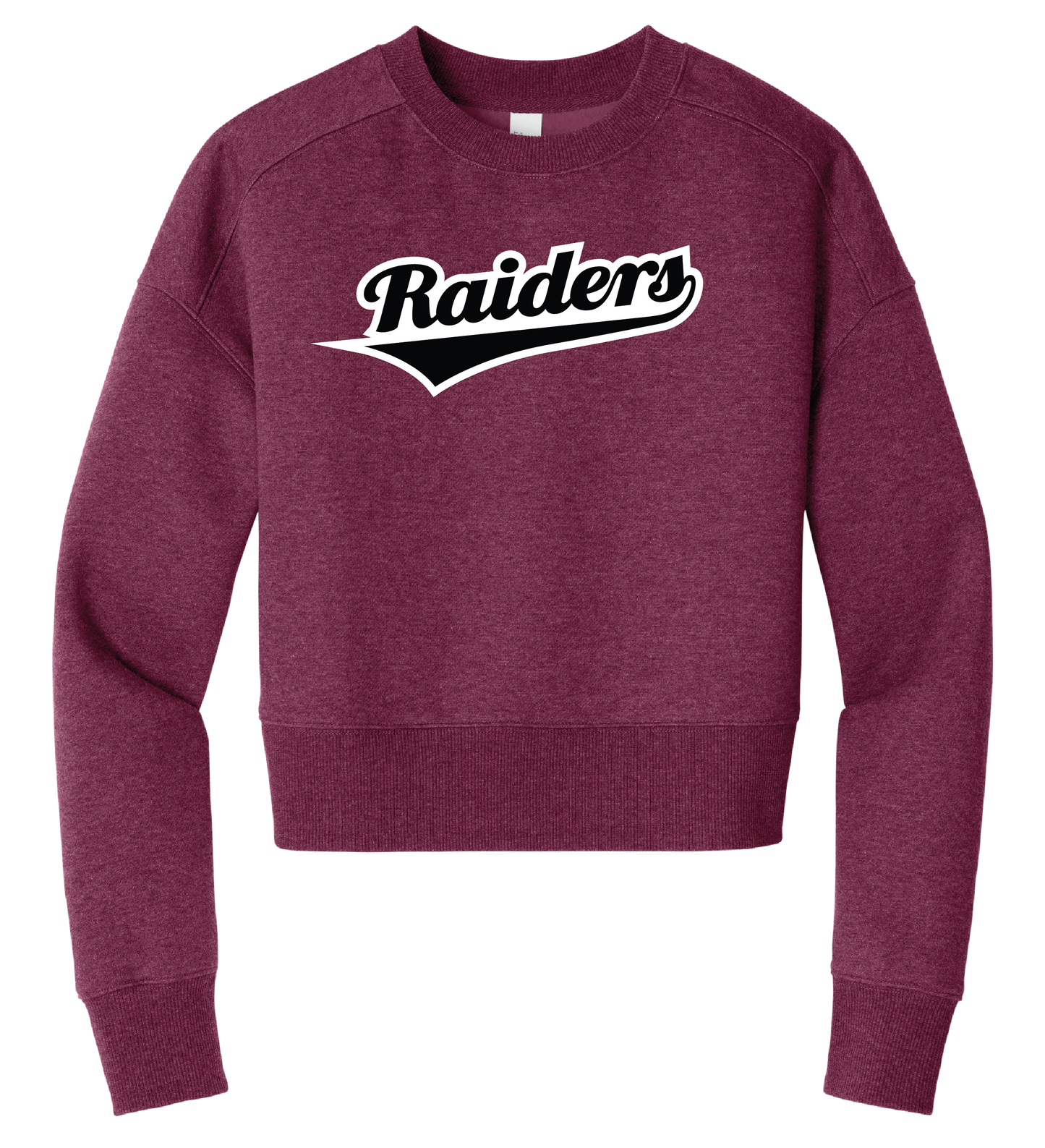 Raiders Script Fleece Cropped Crewneck - Berry