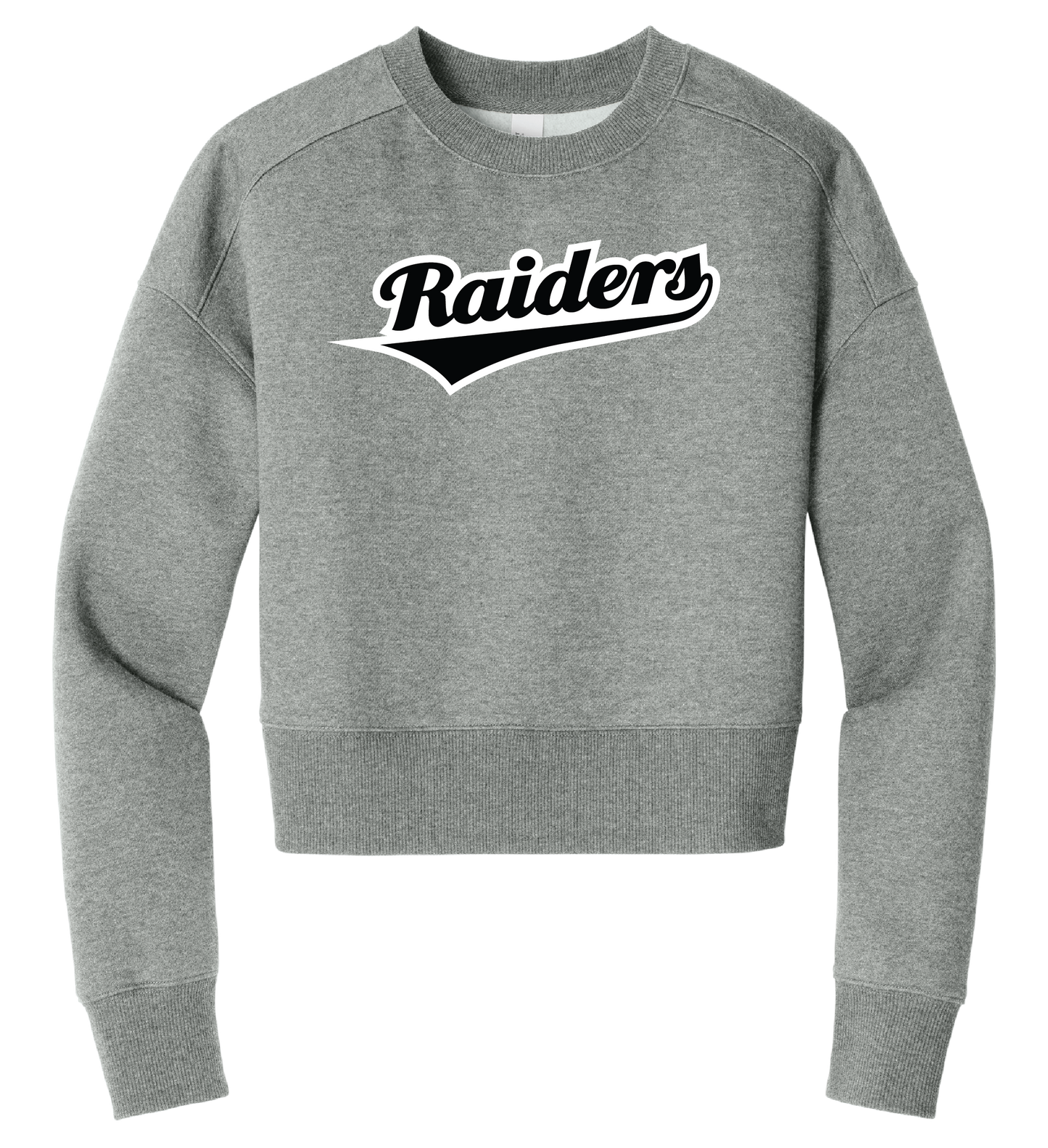 Raiders Script Fleece Cropped Crewneck - Grey