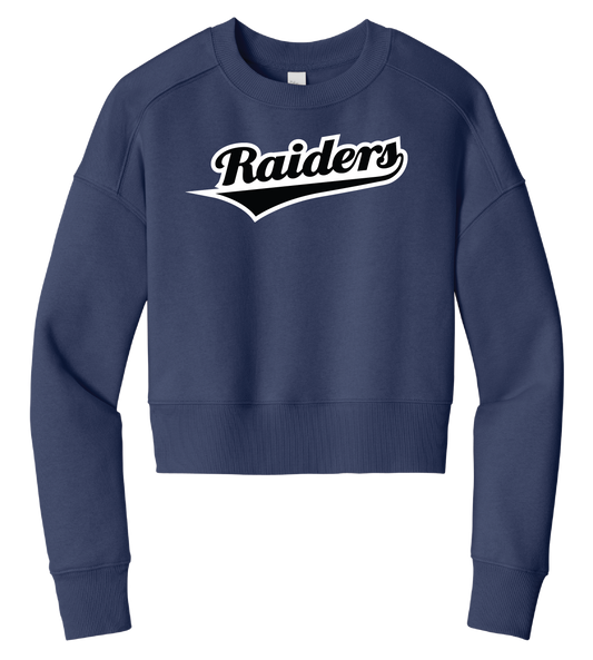 Raiders Script Fleece Cropped Crewneck - Navy