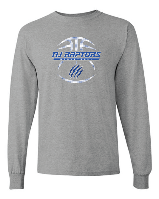 NJ Raptors Basketball Logo L/S Tshirt Grey