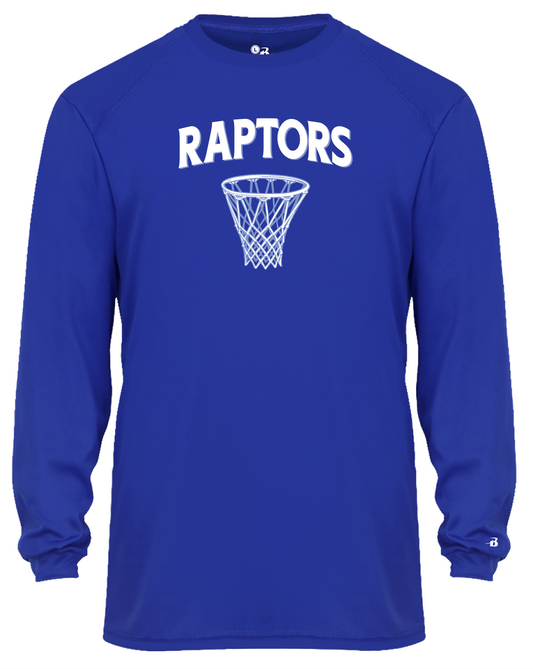 NJ Raptors Basketball Hoop Logo Warmup L/S Tshirt Royal