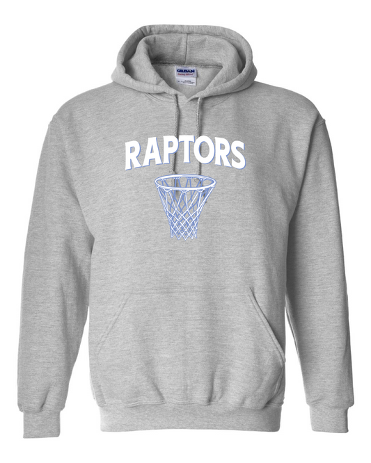 NJ Raptors Basketball Hoop Logo Hooded Sweatshirt Grey