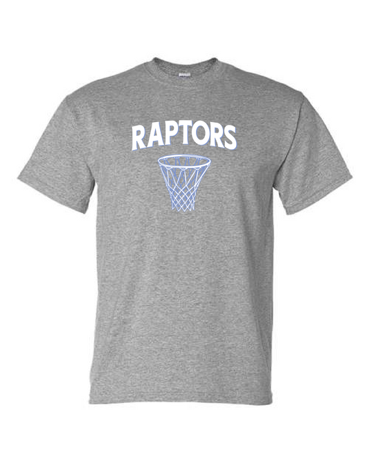 NJ Raptors Basketball Hoop Logo Tshirt Grey