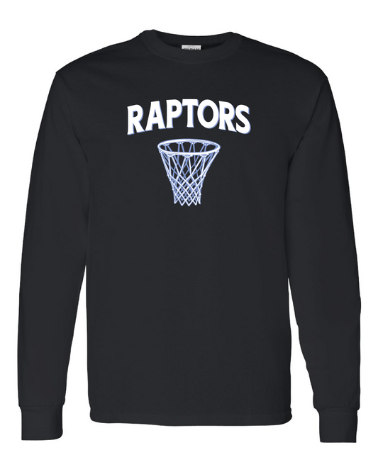 NJ Raptors Basketball Hoop Logo L/S Tshirt Black