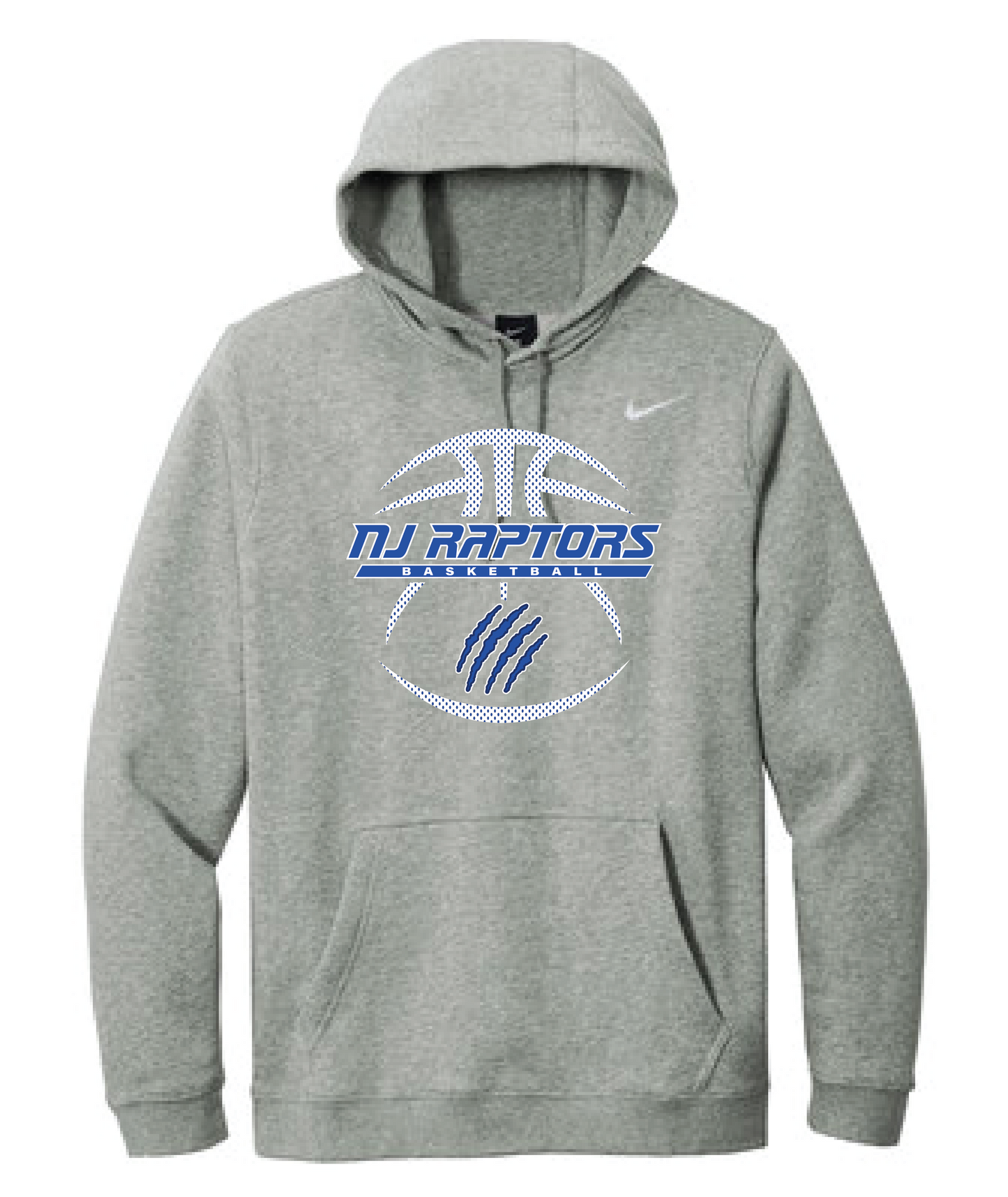 NJ Raptors Basketball Logo Nike Club Fleece Hoody Grey