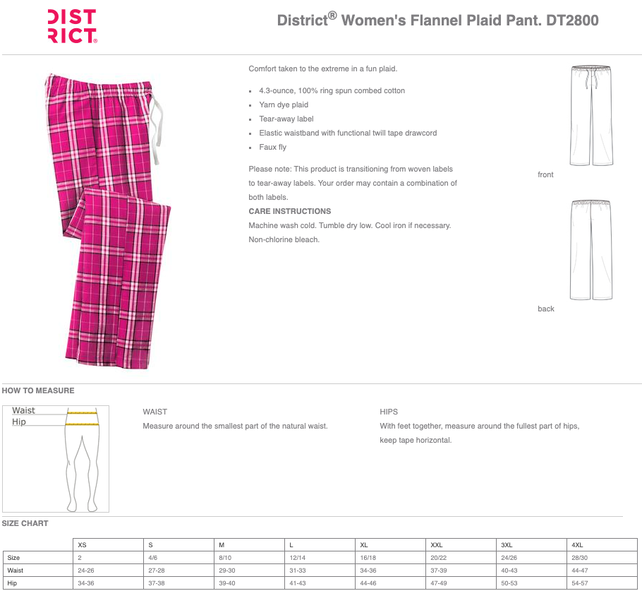 JHWMS Arc Logo Women’s Flannel Plaid Pant - Royal Blue