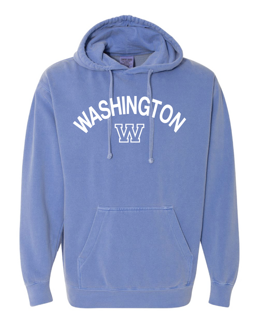 Washington Arc Logo Garment Dyed Hooded Sweatshirt Flo Blue