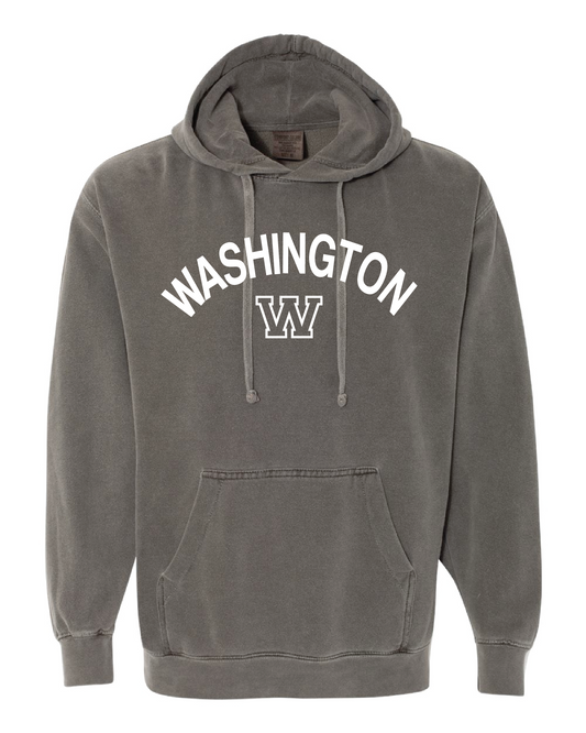 Washington Arc Logo Garment Dyed Hooded Sweatshirt Pepper