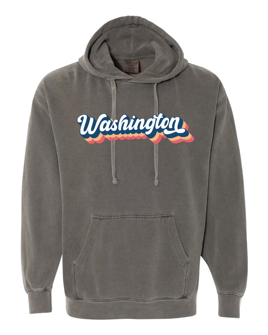 Washington Script Logo Garment Dyed Hooded Sweatshirt Pepper