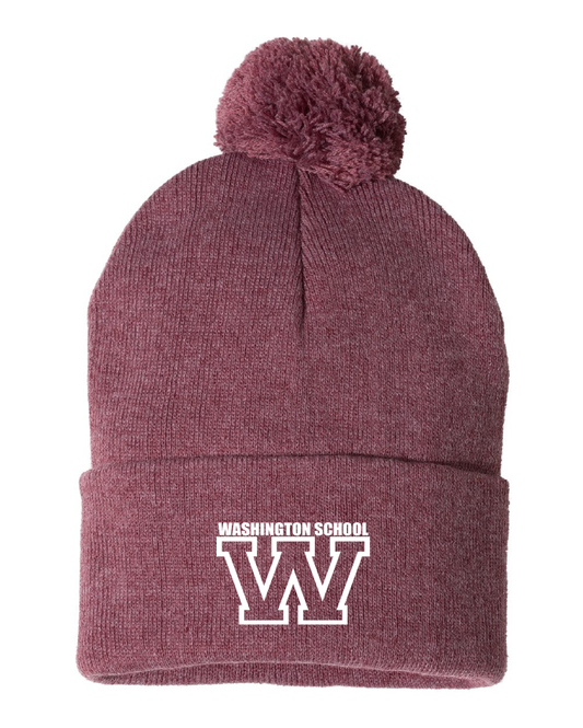 Washington W Embroidered Beanie - Heather Cardinal