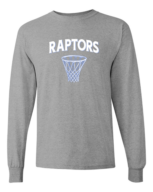 NJ Raptors Basketball Hoop Logo L/S Tshirt Grey