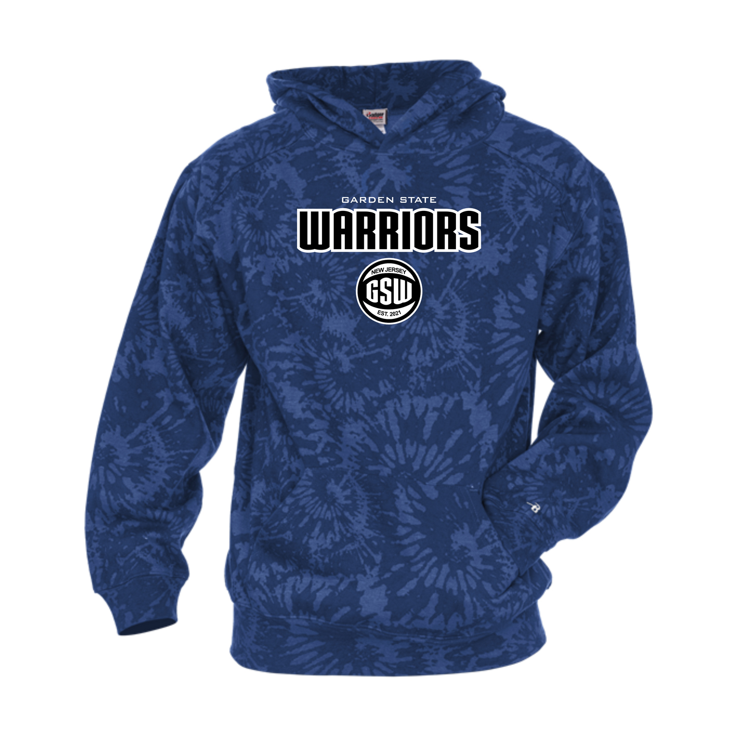 BADGER ATHLETIC FLEECE TIE-DYE YOUTH HOOD - ROYAL - GSW SPRING 2023 WARRIORS