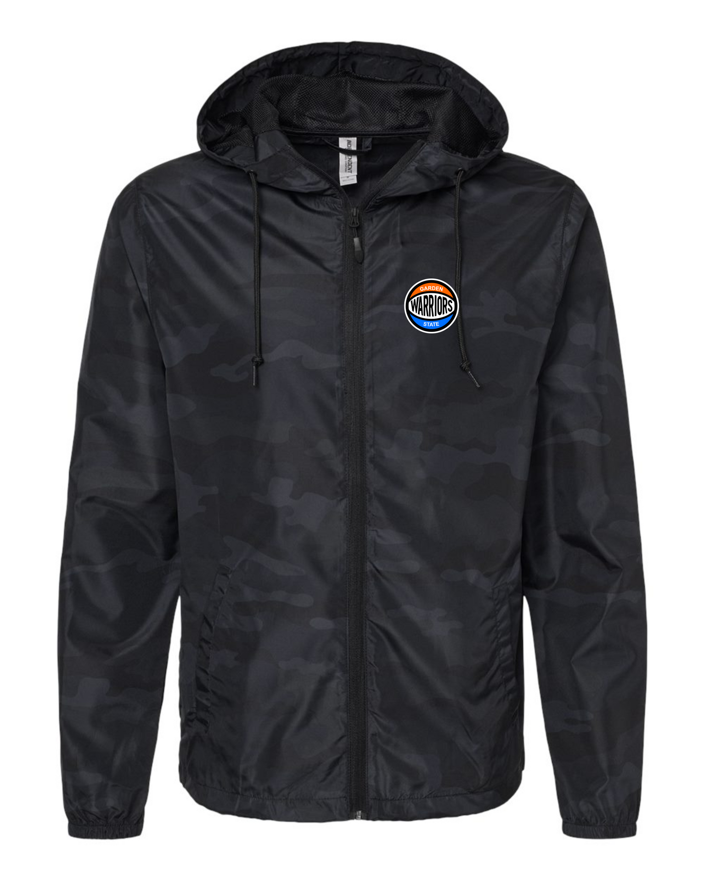 Unisex Lightweight Windbreaker Full-Zip Jacket Black Camo