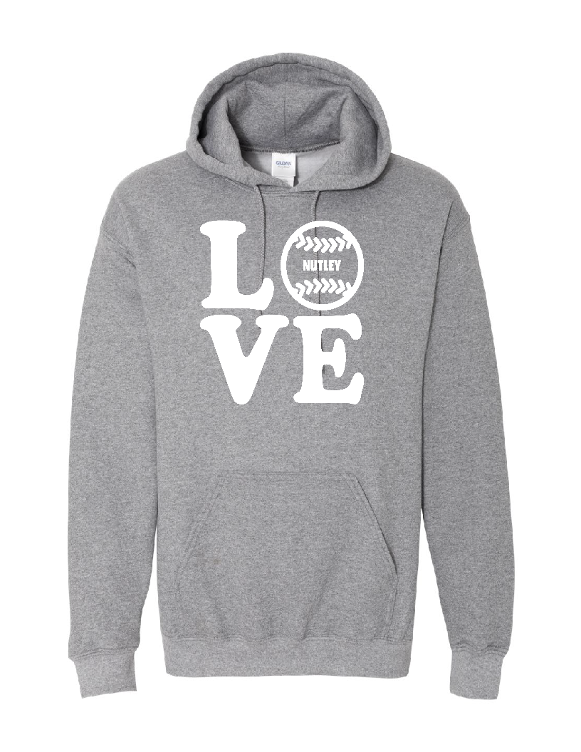 Nutley Love Softball Hooded Sweatshirt - Graphite Grey