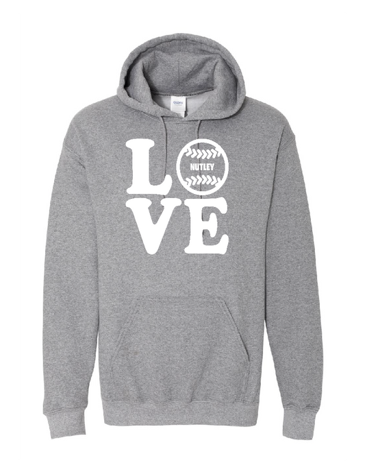 Nutley Love Softball Hooded Sweatshirt - Graphite Grey