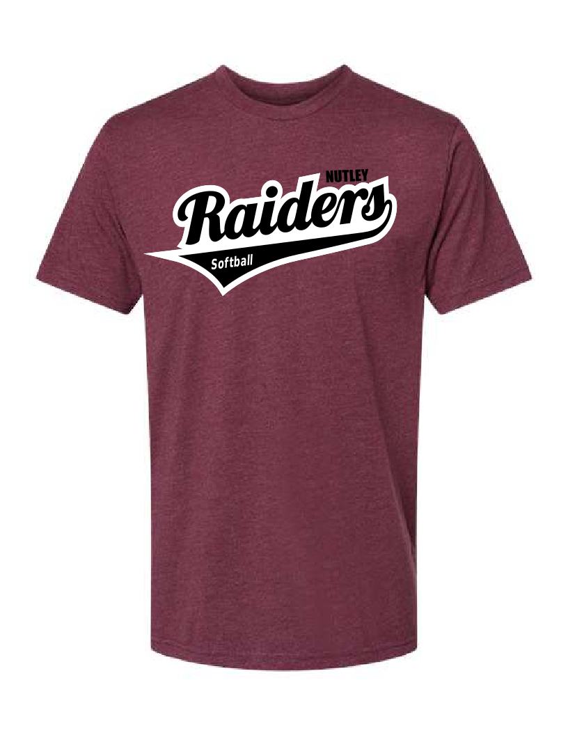 Nutley Raiders Script Softball T-shirt - Heather Maroon