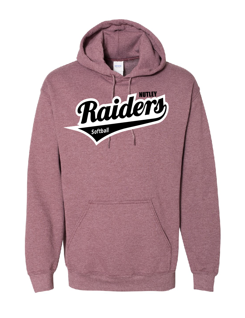 Nutley Softball Script Hooded Sweatshirt - Heather Maroon