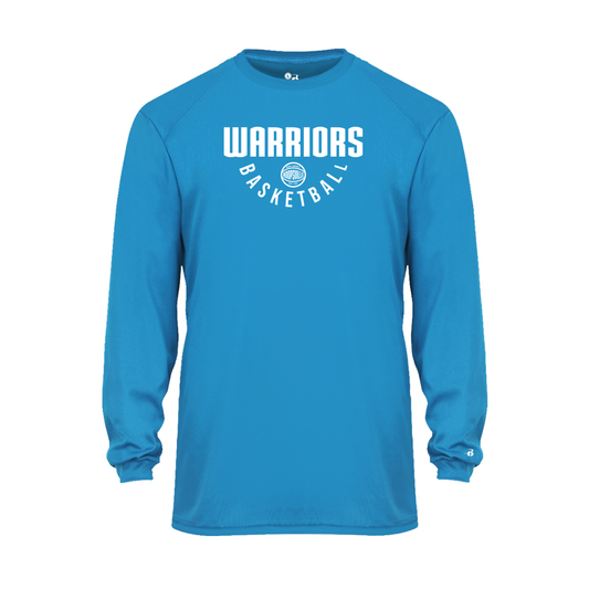 Warriors Basketball Badger B-Core Long Sleeve T-Shirt (loose fit) - Electric Blue