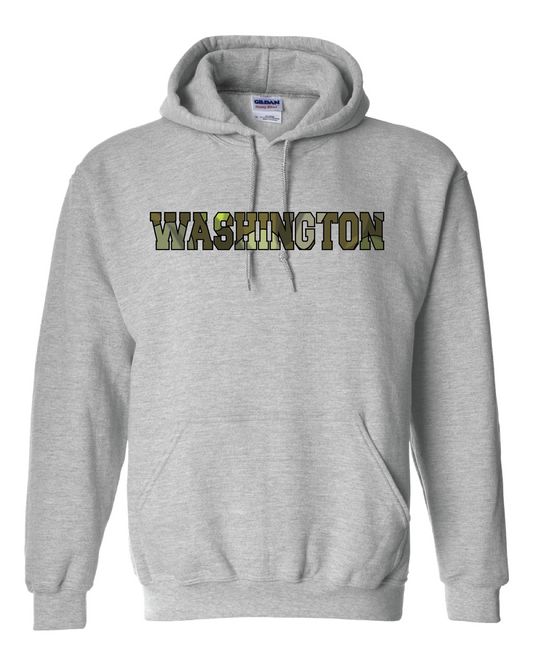 Washington Camo Print Hooded Sweatshirt Grey