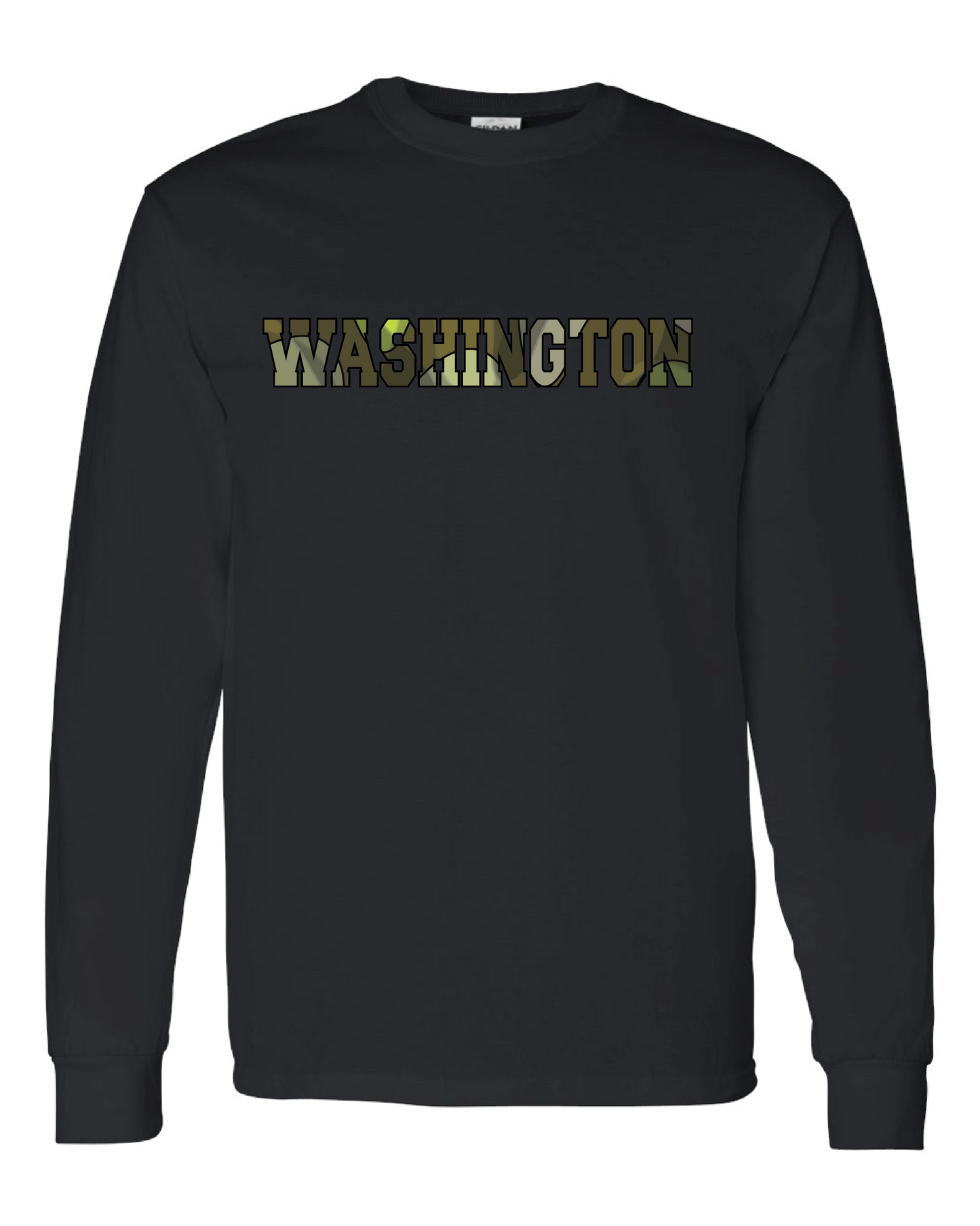 Washington Camo Print L/S T-shirt Black