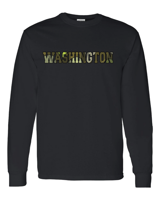 Washington Camo Print L/S T-shirt Black