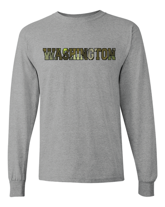 Washington Camo Print L/S T-shirt Black Grey