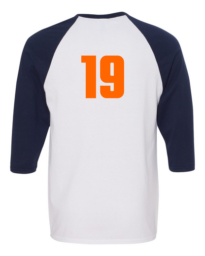 GILDAN Heavy Cotton™ 3/4-Sleeve Raglan T-Shirt - Navy/White