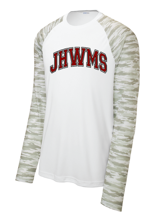 JHWMS Arc Logo Drift Camo Colorblock Long Sleeve Tee - White