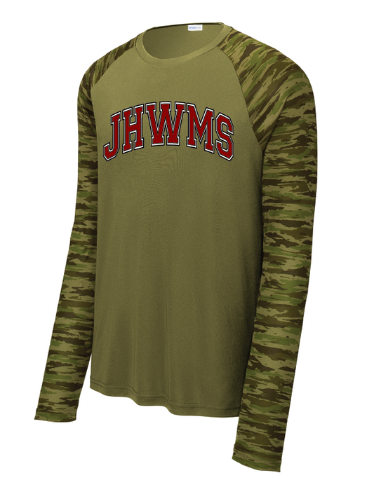 JHWMS Arc Logo Drift Camo Colorblock Long Sleeve Tee - Olive