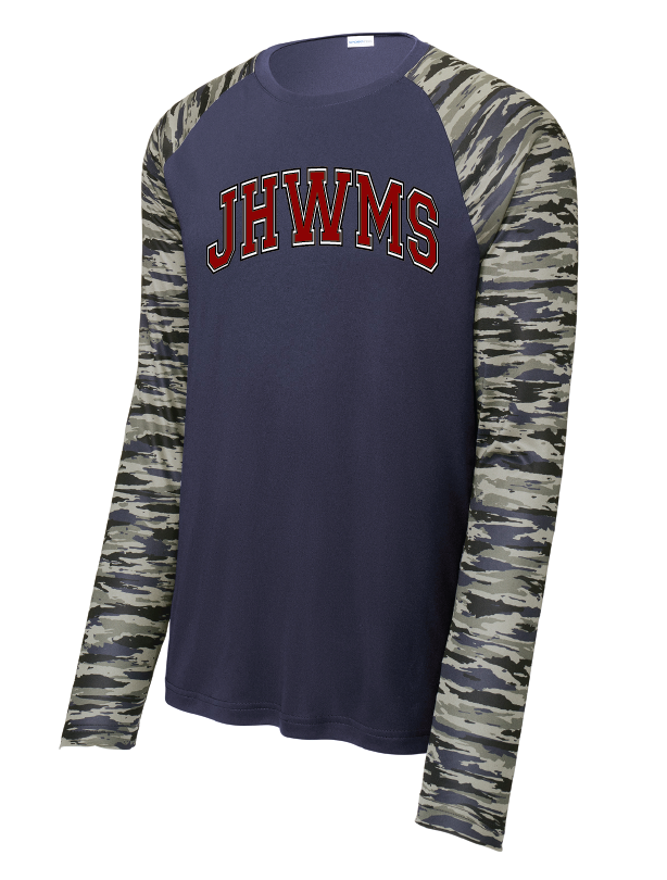 JHWMS Arc Logo Drift Camo Colorblock Long Sleeve Tee - Navy