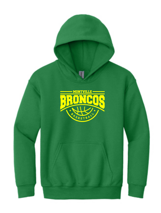 Montville Broncos Basketball Winter 2025 - Youth Hoodie - Green