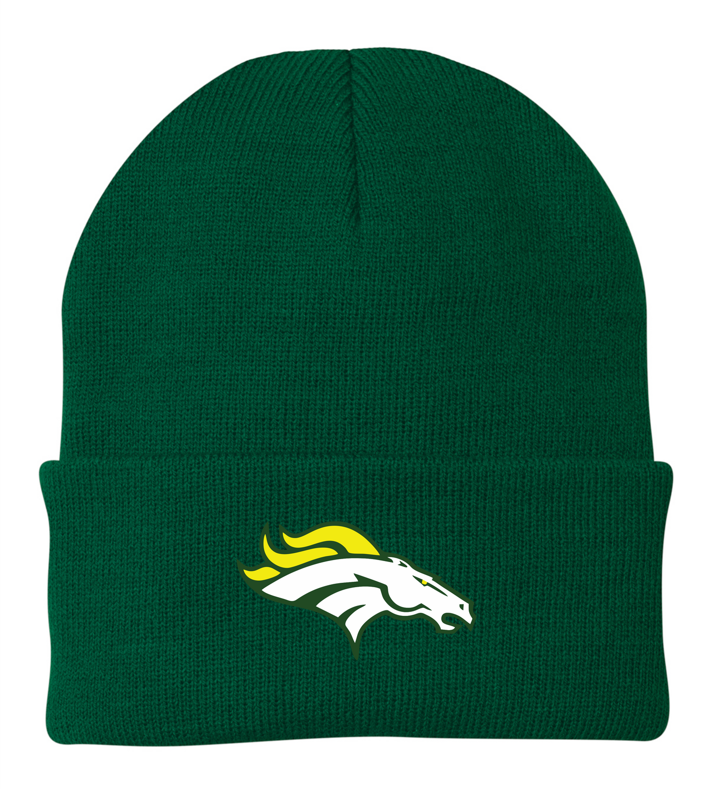 Winter 2025 Montville Broncos Basketball Knit Cap in Green