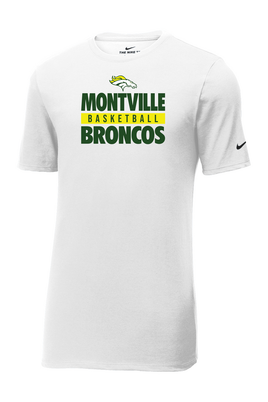 Winter 2025 Montville Broncos Basketball Nike Team rLegend Tee in White