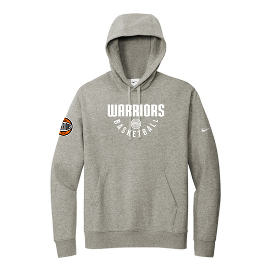 Warriors Basketball Nike Club Fleece Sleeve Swoosh Pullover Hoodie - Grey Heather